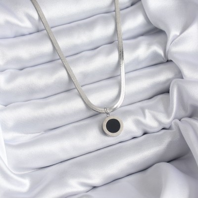 316L Çelik Gümüş Renk İtalyan Zincir Model İşleme Detay Kadın Kolye