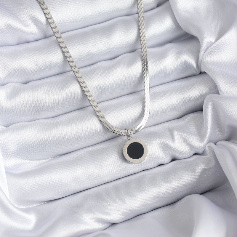 316L Çelik Gümüş Renk İtalyan Zincir Model İşleme Detay Kadın Kolye