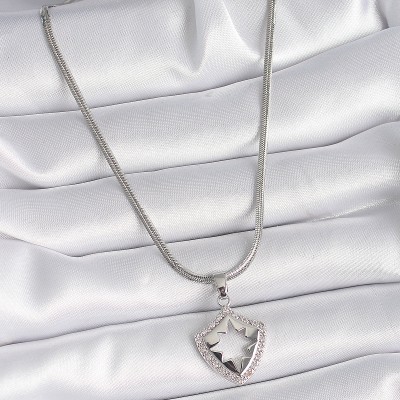316L Çelik Gümüş Renk İtalyan Zincir Zirkon Taşlı Kutup Yıldızı İşleme Model Kadın Kolye