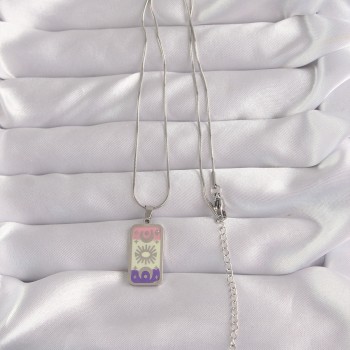 316L Çelik Gümüş Renk Karışık Mineli Ay Figür Tarot Kolye