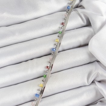 316L Çelik Gümüş Renk Karışık Renkli Kristal Taşlı Kadın Bileklik