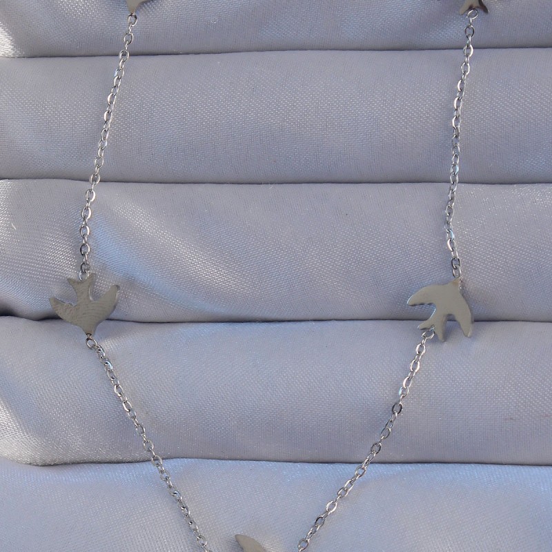 316L Çelik Gümüş Renk Kuş Model Kolye