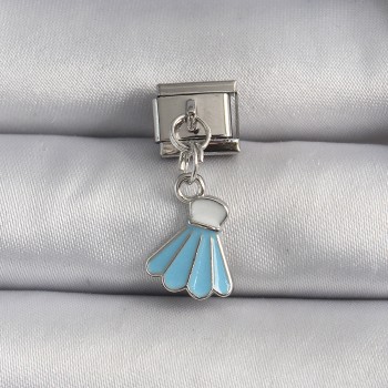 316L Çelik Gümüş Renk Mavi Renk Sallantı Elbise Model Nomination Charm