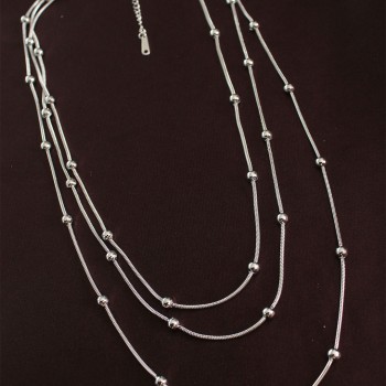 316L Çelik Gümüş Renk Minimal Topçuk Model Çoklu Kolye