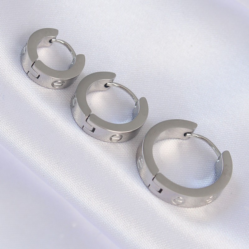 316L Çelik Gümüş Renk Model 3lü Halka Küpe