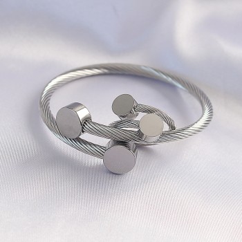 316L Çelik Gümüş Renk Oval Aksesuarlı Burgu Model Bileklik ve Yüzük Kombini