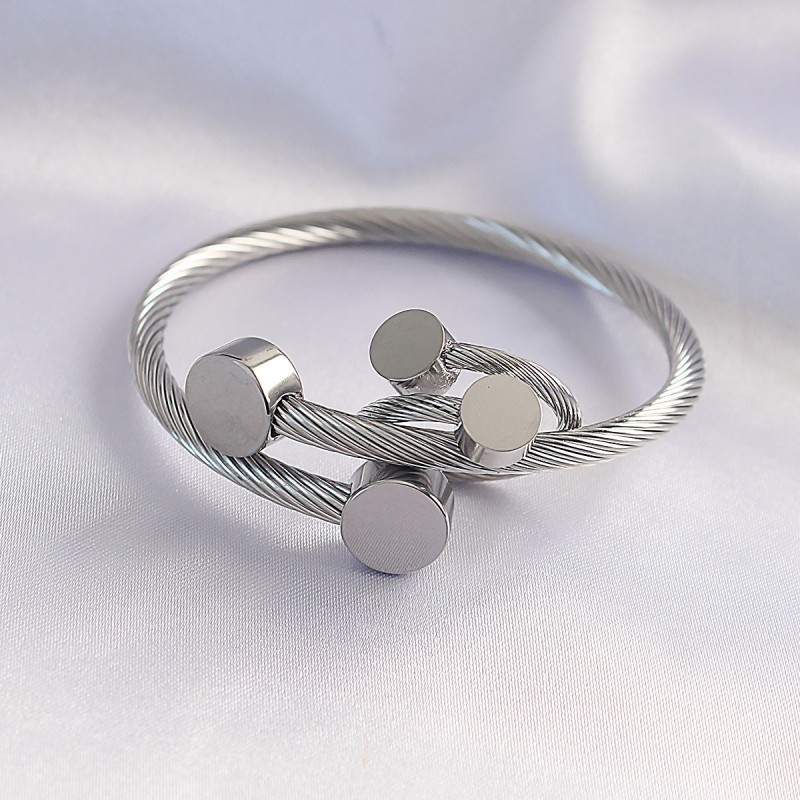 316L Çelik Gümüş Renk Oval Aksesuarlı Burgu Model Bileklik ve Yüzük Kombini