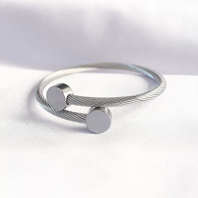 316L Çelik Gümüş Renk Oval Aksesuarlı Burgu Model Bileklik ve Yüzük Kombini