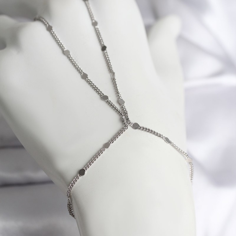 316L Çelik Gümüş Renk Parçalı Ezme Zincir Model Kadın Şahmeran