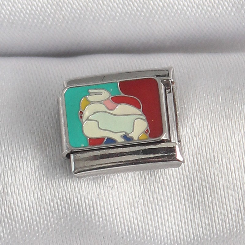 316L Çelik Gümüş Renk Renkli Portre Model Nomination Charm