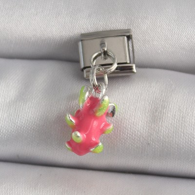 316L Çelik Gümüş Renk Sallantı Ejder Meyvesi Model Nomination Charm