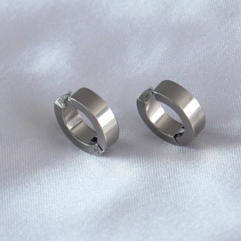 316L Çelik Gümüş Renk Sıkıştırmalı Erkek Küpe