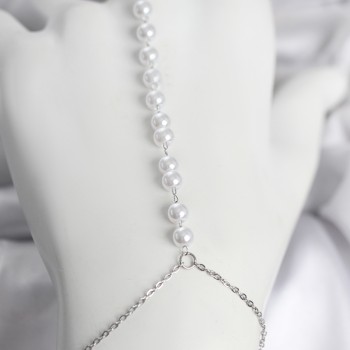 316L Çelik Gümüş Renk Sıralı İncili Model Kadın Şahmeran