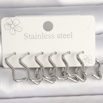 316L Çelik Gümüş Renk Yıldız Model Kadın Küpe Seti