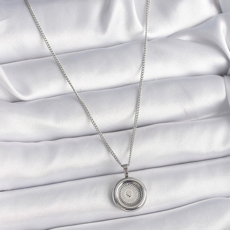 316L Çelik Gümüş Renk Zincir Gümüş Renk Altın Model Kadın Kolye