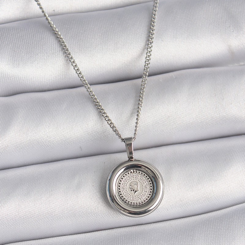 316L Çelik Gümüş Renk Zincir Gümüş Renk Altın Model Kadın Kolye