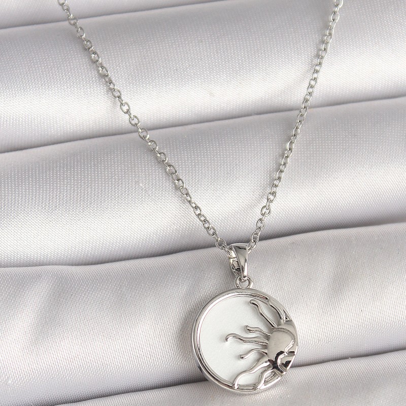 316L Çelik Gümüş Renk Zincir Beyaz Mineli Gün Batımı Model Kadın Kolye