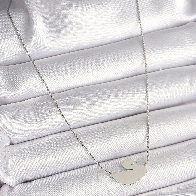 316L Çelik Gümüş Renk Zincir Kuğu Model Kadın Kolye