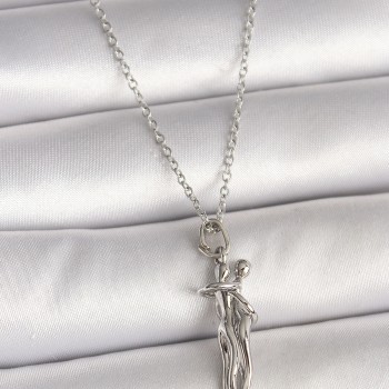 316L Çelik Gümüş Renk Zincir Sarılma Model Kadın Kolye