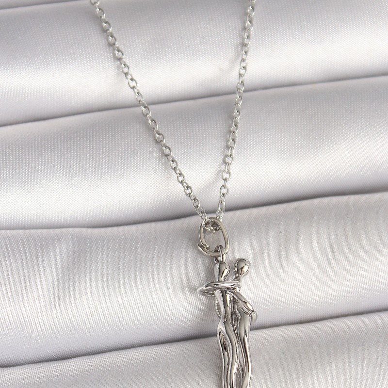 316L Çelik Gümüş Renk Zincir Sarılma Model Kadın Kolye