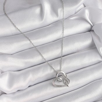 316L Çelik Gümüş Renk Zincir Zirkon Taş Detaylı Kalp Model Sonsuzluk Detay Kadın Kolye