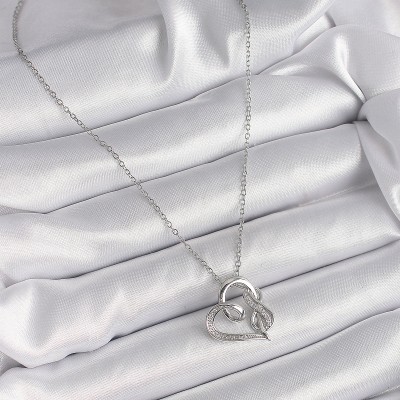 316L Çelik Gümüş Renk Zincir Zirkon Taş Detaylı Kalp Model Sonsuzluk Detay Kadın Kolye