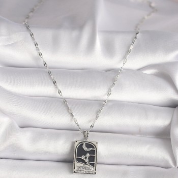 316L Çelik Gümüş Renk Zirkon Taşlı  Ay Figürlü Taror Model Kadın Kolye