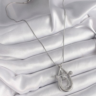 316L Çelik Gümüş Renk Zirkon Taşlı Damla Model Kadın Kolye