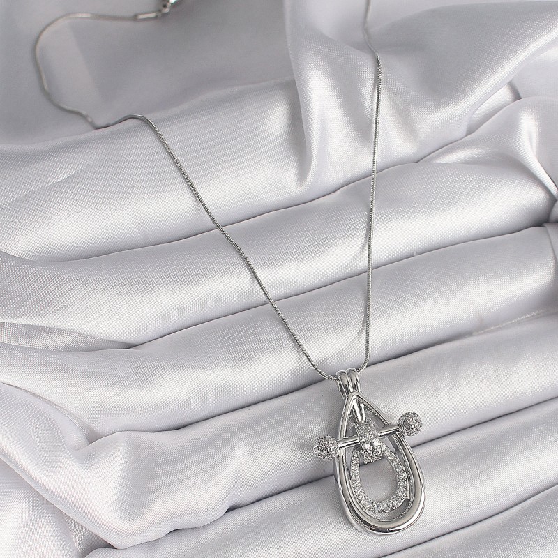 316L Çelik Gümüş Renk Zirkon Taşlı Damla Model Kadın Kolye