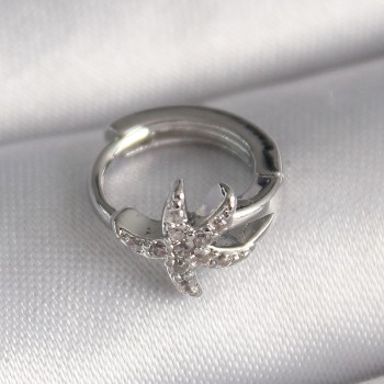 316L Çelik Gümüş Renk Zirkon Taşlı Deniz Yıldızı Model Tragus Piercing