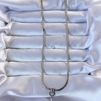 316L Çelik Gümüş Renk Zirkon Taşlı İtalyan Zincirli Kutup Yıldızı Kolye