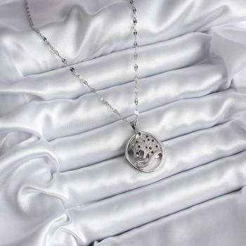 316L Çelik Gümüş Renk Zirkon Taşlı Jaguar Model Kadın Kolye