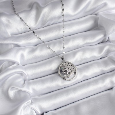 316L Çelik Gümüş Renk Zirkon Taşlı Jaguar Model Kadın Kolye