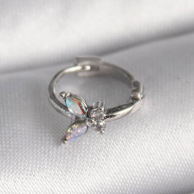 316L Çelik Gümüş Renk Zirkon Taşlı Kelebek Model Tragus Piercing