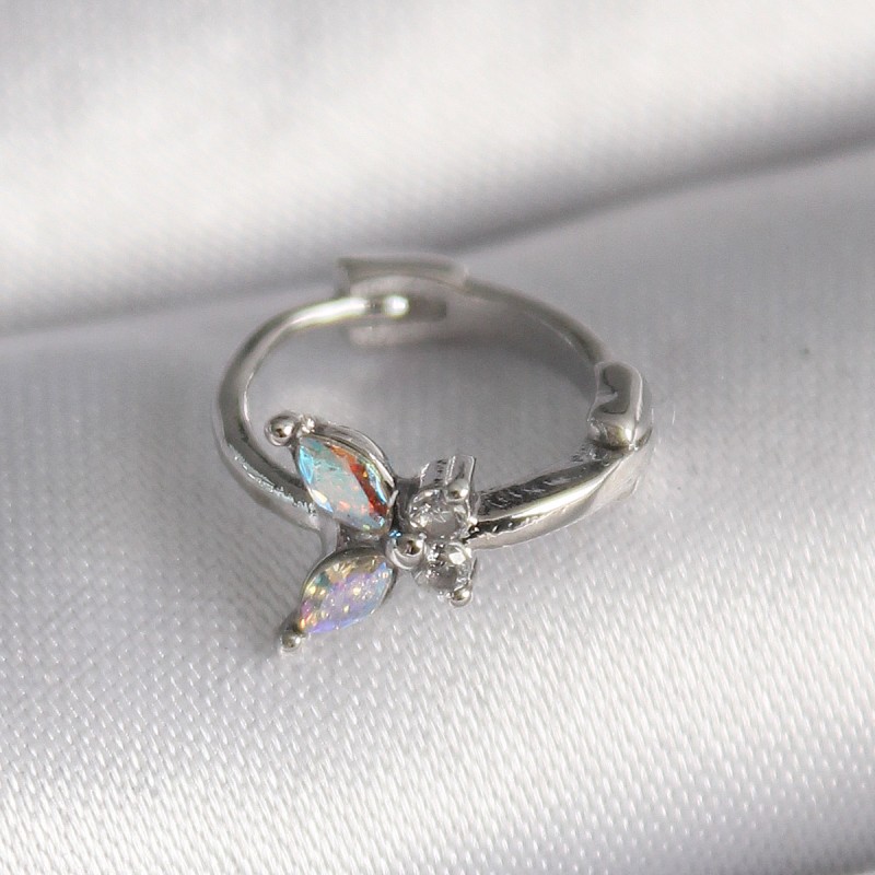 316L Çelik Gümüş Renk Zirkon Taşlı Kelebek Model Tragus Piercing