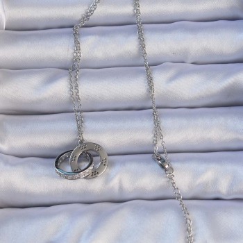 316L Çelik Gümüş Renk Zirkon Taşlı Kolye