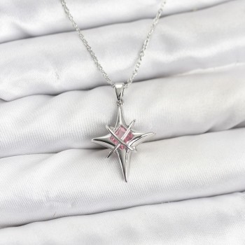 316L Çelik Gümüş Renk Zirkon Taşlı Kutup Yıldızı Model Kadın Kolye