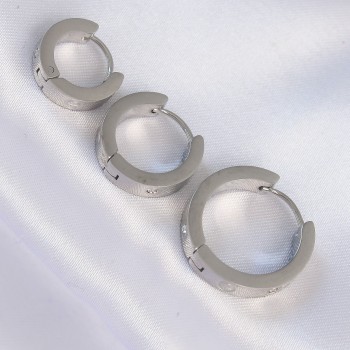 316L Çelik Gümüş Renk Zirkon Taşlı Model 3lü Halka Küpe