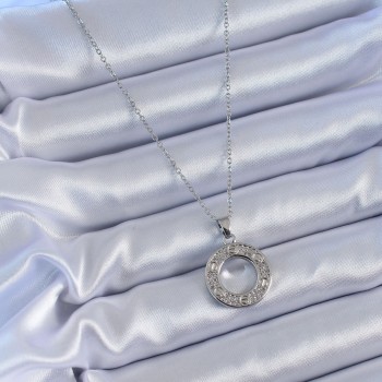 316L Çelik Gümüş Renk Zirkon Taşlı Model Kadın Kolye