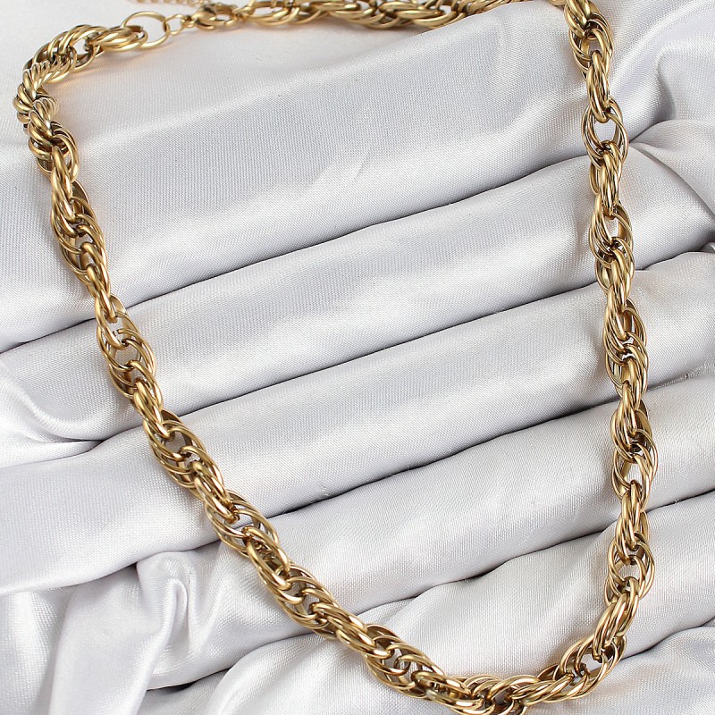 316L Çelik Halat Model Gold Renk Kadın Kolye