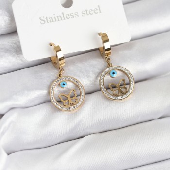 316L Çelik Halka Kelebek Kadın Küpe