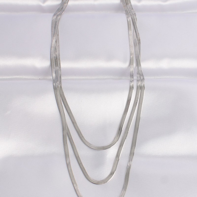 316L Çelik İtalyan Zincir Gümüş Renk Çoklu Kolye