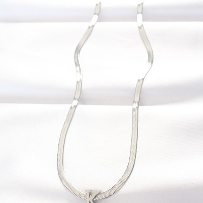 316L Çelik K Harfli Silver Renk İtalyan Zincirli Kolye