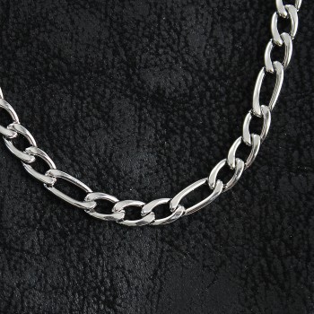 316L Çelik Kalın Figaro Zincir Model Gümüş Renk Erkek Kolye
