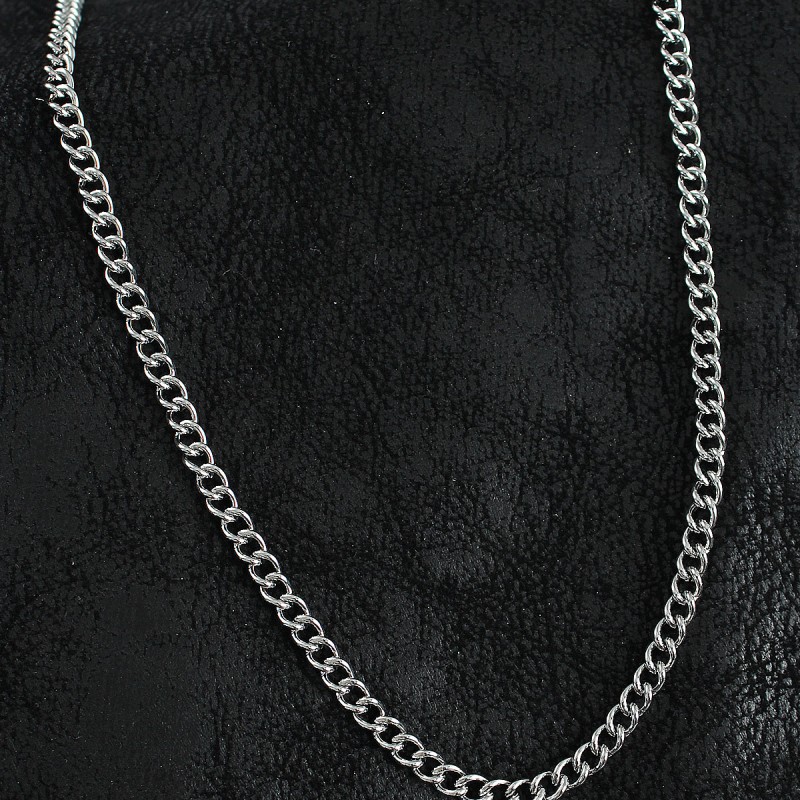 316L Çelik Klasik Oval Zincir Model Gümüş Renk Erkek Kolye