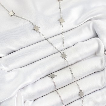 316L Çelik Kutup Yıldızı Figürlü Y Model Gümüş Renk Kadın Kolye