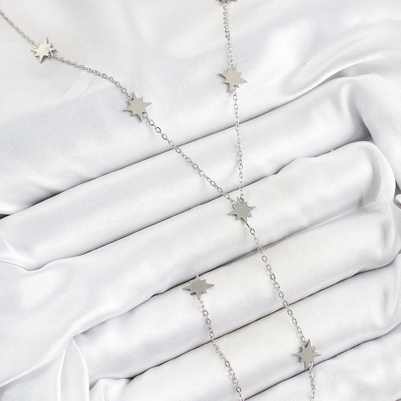 316L Çelik Kutup Yıldızı Figürlü Y Model Gümüş Renk Kadın Kolye