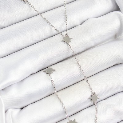 316L Çelik Kutup Yıldızı Figürlü Y Model Gümüş Renk Kadın Kolye