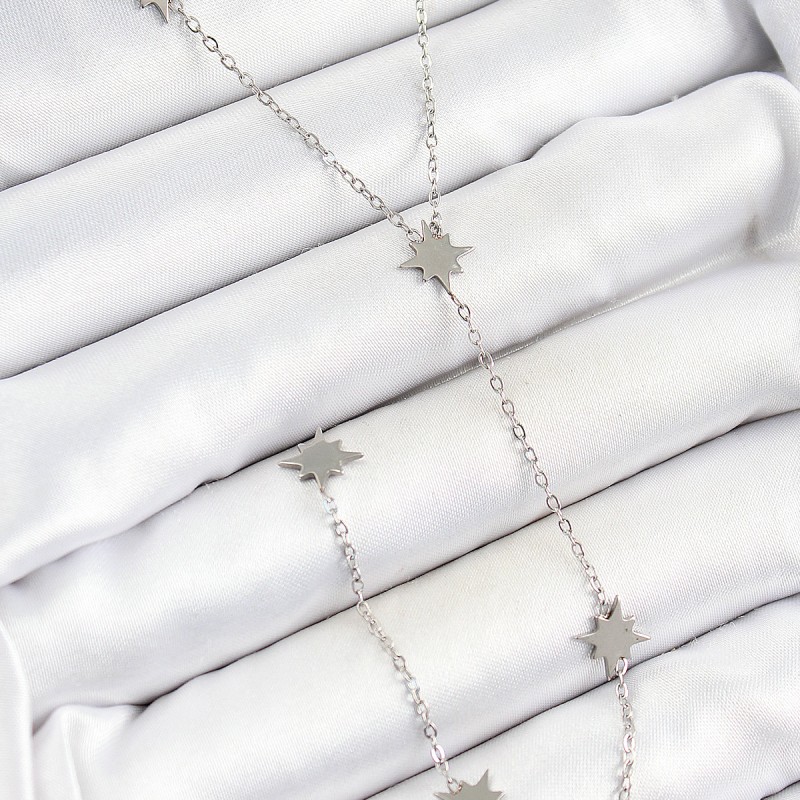 316L Çelik Kutup Yıldızı Figürlü Y Model Gümüş Renk Kadın Kolye