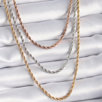 316L Çelik Mix Renk Burgu Zincir Model Kadın Kolye